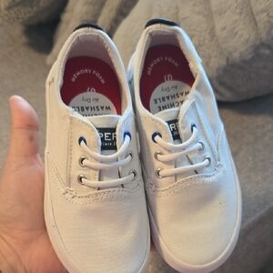 Sperey Kids White Canvas Shoes